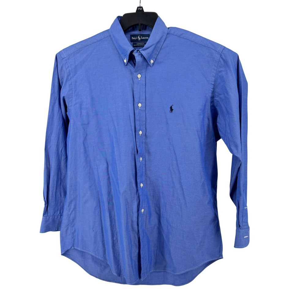 Ralph Lauren Yarmouth Oxford Shirt Mens 16.5 34 Blue Pinpoint Oxford Long Sleeve